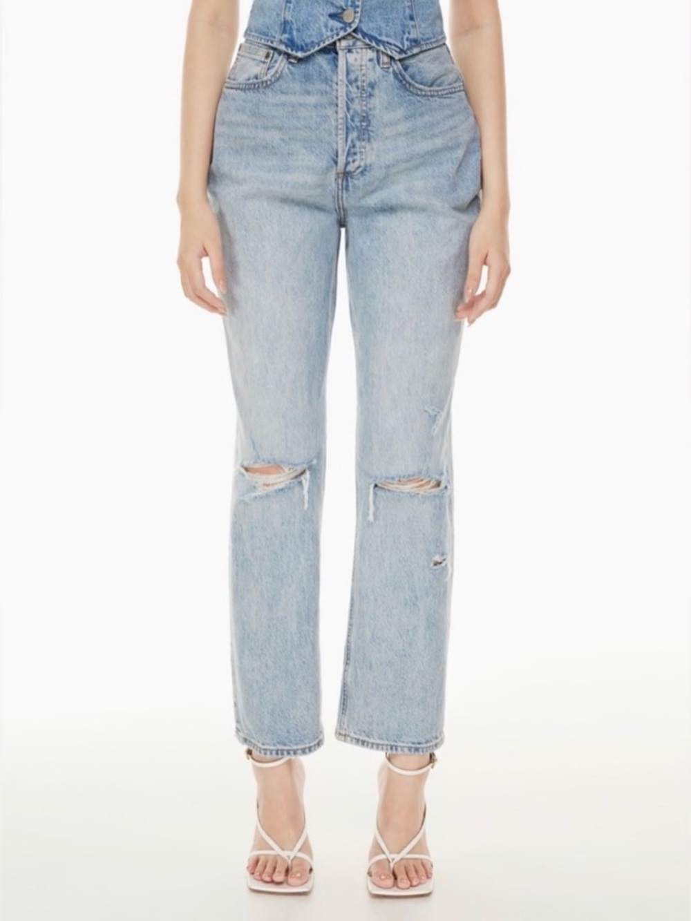 Aritzia Denim Forum The Joni High Rise Loose Jeans Ripped  Distressed Size 25
